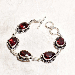Natural Red Garnet 925 Sterling Silver Adjustable Bracelet Handmade Gemstone Jewelry Elegant Boho Statement Bracelet for Women - Product Image 4