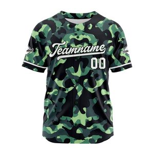 Camiseta de Béisbol Personalizada con Camuflaje, Unisex, Manga Corta, Cierre de Botones, Transpirable, de Poliéster, con Nombre del Equipo 00, Impresión Sublimada - Product Image 2