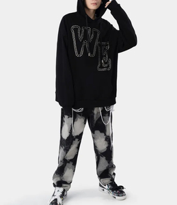 เสื้อฮู้ดดี้โอเวอร์ไซส์ลายกราฟิกประดับเพชรแบบพรีเมียม ดีไซน์กระเป๋าหน้า แฟชั่นลำลองสำหรับทุกเพศ เหมาะสำหรับใส่ในฤดูใบไม้ร่วง - Product Image 6