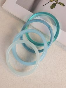 Bracelets en résine Aqua Glow translucides, bracelets effet verre Sea Breeze, ensemble de bracelets en résine Pastel Lagoon, empilables en cristal - Product Image 6