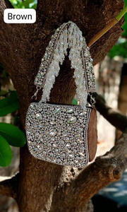 Nueva llegada impresionante hecho a mano en relieve pesado perla y piedra trabajo multicolor nupcial noche monederos mujeres pesado monedero Sling Bag - Product Image 5