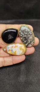 AAAAA Quality Natural Mixed Stone Grooved Pendants Lapidary's Choice Jasper nyx druzy maligano Brass Metal Stones Charms - Product Image 4