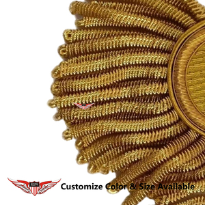 Epaulettes de hombro para uso ceremonial con flecos y bordados a mano de hilo dorado para trajes - Product Image 2