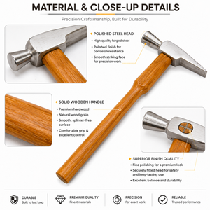 Professional Swiss Style Jewelry Hammer | Flat Face Riveting <b>Tool</b> for Watchmaking, DIY Craft & Metalwork Bench Work OEM - Product Image 4