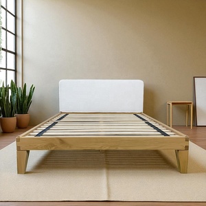 B2B เตียงขนาดควีนไซส์แบบมินิมอลพร้อมไม้โอ๊คเนื้อแข็งหุ้มหัวเตียงทำจากไม้ปราศจากเครื่องมือเตียงเสริม - Product Image 1