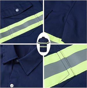 เสื้อเชิ้ตทำงานแบบสะท้อนแสง แขนสั้น ไซส์ใหญ่ พิมพ์โลโก้ได้ ผลิตจากโพลีเอสเตอร์ 100% ราคาโรงงานถูก ขายส่งสำหรับผู้ชาย - Product Image 5