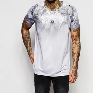 舒适的常规合身拉格伦半袖定制升华印花男式t恤，采用100% 聚酯纤维制成