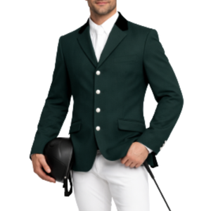 Chaqueta de Equitación Verde de Lujo - Abrigo para Montar a Caballo con Cuello de Terciopelo - Blazer Profesional para Salto Ecuestre - Product Image 5