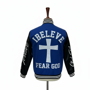 Veste varsity en laine pour homme, taille XL, rembourrée en cuir PU, manches longues, col rond, logo imprimé personnalisé, plusieurs couleurs, automne-hiver. - Product Image 2