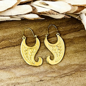 Nuevos Pendientes de Aro con Diseño Tribal Paisley, Joyería Boho de Latón para Mujer, Chapados en Oro de 18k, con Espirales Florales Colgantes [Venta al por Mayor/OEM/ODM] - Product Image 1