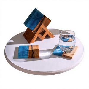 100% resina pura madera epoxi hecha a mano diseño personalizado lujo clásico Art Deco taza de café Mat para cocina boda ligero - Product Image 1