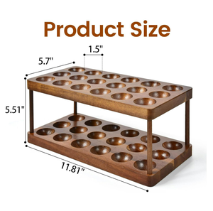 Double Layer Acacia Wooden <b>Egg</b> Tray Organizer 36 Capacity Farmhouse Kitchen Standing Type <b>Egg</b> Holder - Product Image 4