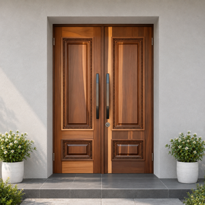 Puerta de Entrada GA-47S Golden Aero Malaysia, Diseño Escandinavo Curvo para Exteriores, Núcleo de Madera Sólida, Apertura Manual para Apartamentos - Product Image 3