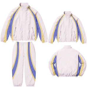 2 Piece Zipper Jacket and Flared Nylon Windproof Vintage Zip up Lightweight Oversized Plain Jogging <b>Tape</b> Windbreaker Tracksuit - Product Image 4