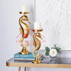 Centro DE MESA DE BODA, candelabro de aluminio de nuevo diseño, soporte de vela de escultura de caballo de mar de aluminio - Product Image 6