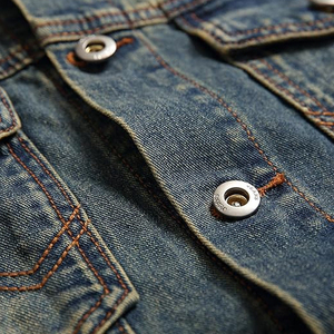 Men's <b>Denim</b> Jeans <b>Jacket</b> Regular Fit Button Fly Solid Color Casual Autumn Cotton Washable Topstitch - Product Image 5