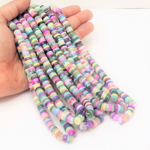 Hermosas cuentas Heishi lisas en forma de neumático con tono arcoíris, cuentas de piedras múltiples en forma de rueda de calidad AAA de 7-9 mm, joyería. - Product Image 1