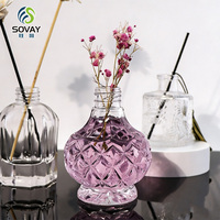 Vente en gros de flacons d'huile essentielle transparents de 200 ml, forme de panier à fleurs rétro, luxueux, flacon de parfum vide, aromathérapie, flacon en verre