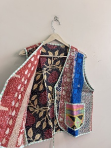Hand Block Printed <b>Kantha</b> Handmade Unisex Waistcoat <b>Jacket</b> Indian Summer <b>Jacket</b> - Product Image 5