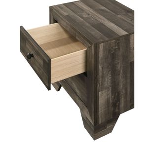 Comodino Rustico in Legno con Due Cassetti, 1 Pezzo, Finitura Marrone Grigio, Arredamento Camera da Letto - Product Image 2