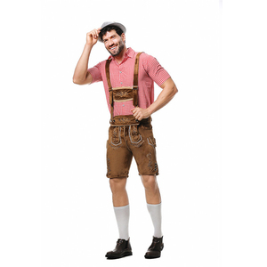 ชุดบาวาเรียนสำหรับเทศกาล Oktoberfest สำหรับผู้ชาย ประกอบด้วยเสื้อเชิ้ตลายสก็อต กางเกงขาสั้นหนังทอ สายเอี๊ยม หมวกปักลาย สไตล์ลำลองสำหรับฤดูร้อน น้ำหนัก 480 กรัม - Product Image 4