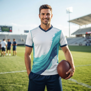 Custom V Neck Sublimation Sports T <b>Shirt</b> Breathable <b>Moisture</b> <b>Wicking</b> Athletic Jersey for Men Women Youth Sportswear and Active - Product Image 5