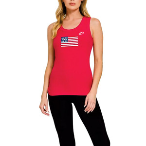 Top Corto de Punto Acanalado Rojo para Mujer con Emblema de Bandera y Bordado, Manga Corta, Primavera/Verano, para Venta al por Mayor, Camisetas para Mujer, OEM, Venta al por Mayor - Product Image 2