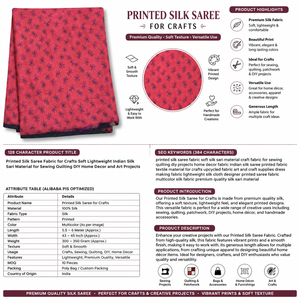 Tissu de soie imprimé à la main pour l'artisanat, textile indien vintage doux pour la couture, le patchwork, le bricolage et la décoration intérieure - Product Image 6