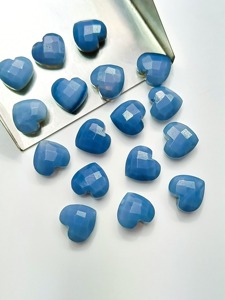 Perles de pierres précieuses en opale bleue naturelle en forme de cœur, facettées, 10 mm, opale sculptée en forme de cœur pour la fabrication de bijoux - Product Image 4