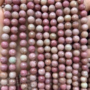 Cuentas facetadas de rodonita roja, cuentas redondas de piedra natural para hacer joyas, manualidades DIY - Product Image 2