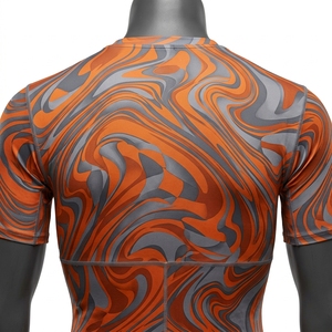 <b>Men</b> Long Sleeve Compression Shirt Orange Gray Graphic Gym Fitness Running Training Sportswear Performance <b>Base</b> <b>Layer</b> - Product Image 4
