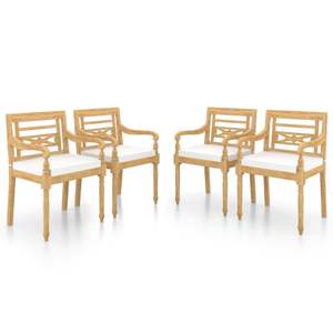 Set di 4 Sedie da Giardino in Teak Sabbiato Bianco Caldo, Materiale in Legno Duro - Product Image 2
