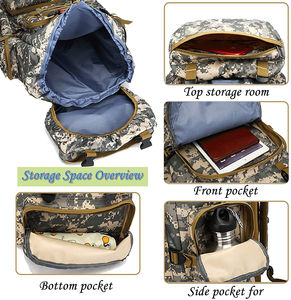 Sac à dos tactique personnalisé en toile imperméable pour homme, idéal pour la randonnée et les activités de plein air, avec ceinture camouflage – Fournisseur OEM - Product Image 4