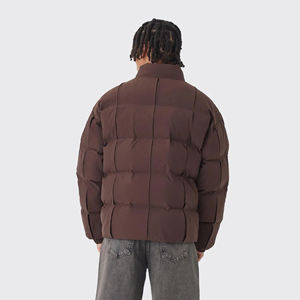 New Article Men's Brown Puffer Jacket Stand Collar Windproof Zipper Closure Casual Winter Coat Thick Polyester Filling Loose Fit - Product Image 2