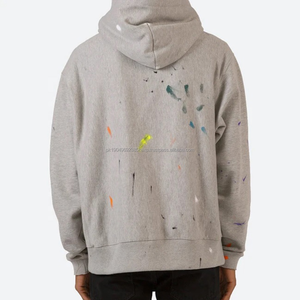 Venta al por mayor de sudaderas con capucha de salpicaduras de tinta DIY personalizado gramos gruesos de algodón desgastado pintura multicolor Sudadera con capucha con cuerda - Product Image 6