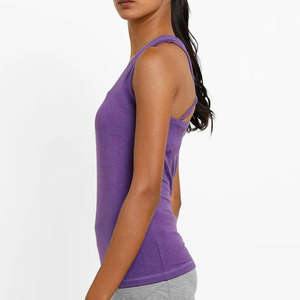 Camisetas sin Mangas con Cuello Redondo para Mujer, Color Morado, Algodón/Fibra de Bambú, Tallas Grandes, Tops de Mujer de Pakistán - Product Image 2