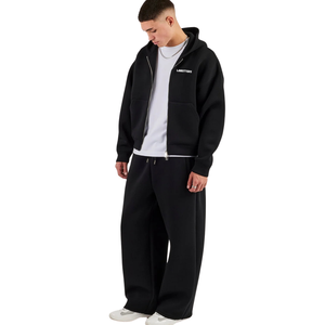 Mens <b>Two</b> <b>Piece</b> Hooded Tracksuit Full Zip Sweatshirt Side Pocket Elastic Waist Wide Leg Open Hem Trousers Loose Casual <b>Lounge</b> <b>Set</b> - Product Image 6