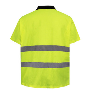 Chemises polo de sécurité réfléchissantes personnalisées en polyester avec logo et éclairage LED pour travaux routiers et de construction, haute visibilité - Product Image 1