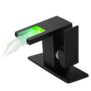 Rubinetto Monocomando per Lavabo Bagno con Luce LED, Cascata a 3 Colori Variabili, Bocca in Vetro, Miscelatore Acqua Calda e Fredda, Montaggio su Piano a Foro Singolo - Product Image 3