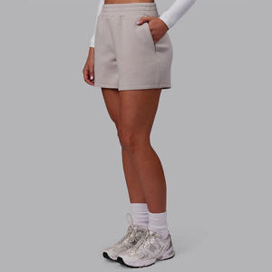 Light Gray Elastic Waist Shorts With Side Pockets Breathable Knitted Fabric Casual Summer Wear Men's Style - Product Image 1