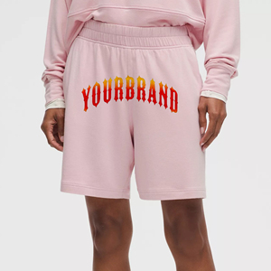 OEM Fashionable Casual Wear 100% Cotton Women's Shorts Custom Screen Printed Logo Solid Pink Color Breathable Shorts For Men - Product Image 4