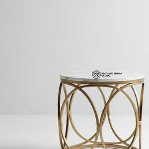 Luxury Round White <b>Marble</b> <b>Top</b> Stool with Gold Stainless Steel Base Modern Decorative <b>Side</b> <b>Table</b> Premium Metal Pedestal for Hotel - Product Image 3