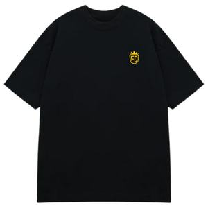 Camiseta Negra Oversize para Hombre, Manga Corta, Cuello Redondo, Algodón, Estilo Casual Urbano, Logotipo Pequeño en el Pecho, Camiseta de Verano - Product Image 1