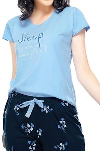 Women's Cotton Floral Printed Relaxed Night Suit Set of Top & <b>Pyjama</b> - Product Image 3