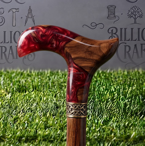 Handmade Epoxy <b>Resin</b> Walking Stick <b>Sculpted</b> Handle Wooden Cane Irregular Shape Artistic Craftsmanship - Product Image 4