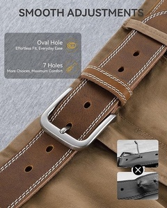 Cinturón Casual de Cuero Genuino Chaoren, Hebilla de Metal Sólida, Diseño Rectangular Ancho y Duradero, Accesorio de Vestir para Oficina y Trabajo - Product Image 6