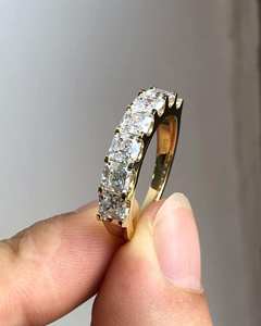 Trendy Asscher Cut Lab Grown Diamond Shared Prong Half Eternity Band Square Radiant Cut Lab Grown Diamond Elegant Wedding <b>Ring</b> - Product Image 2