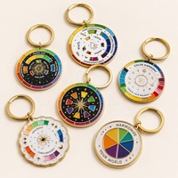Porte-clés en émail avec roue chromatique rotative personnalisée, porte-clés en métal doré, cadeau pour artiste, vente en gros OEM personnalisée
