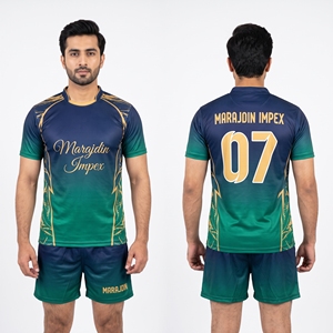 Uniforme de rugby personnalisé, maillot de rugby à sublimation dorée, tenue d'équipe dégradée, ensemble maillot et short de rugby, fabricant d'uniformes sportifs pour hommes - Product Image 5
