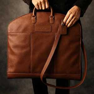 B2B Premium Handmade Genuine Leather Luxury Casual Simple Classic <b>Suit</b> <b>Carrier</b> Lightweight Water Resistant Zippered Customizable - Product Image 1